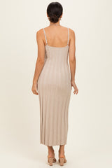 Oatmeal Rib Knit Sleeveless Maxi Dress