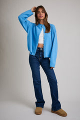 Aqua Classic Crew Neck Button Cardigan