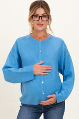 Aqua Classic Crew Neck Maternity Button Cardigan