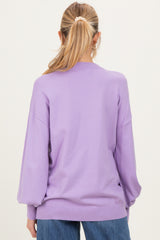 Lavender Fine Knit Balloon Sleeve Maternity Sweater