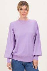 Lavender Fine Knit Balloon Sleeve Maternity Sweater
