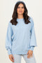 Blue Fine Knit Balloon Sleeve Sweater