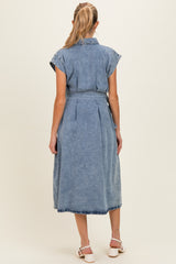 Denim Button Front Maternity Midi Dress