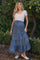 Blue Chambray Tiered Maternity Maxi Skirt