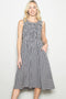 Black Gingham Smocked Sleeveless Midi Dress