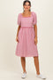 Red Gingham Square Neck Dress