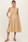 Yellow Gingham Smocked Sleeveless Maternity Midi Dress