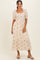 Cream Embroidered Smocked Midi Dress