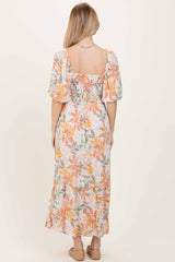 Light Pink Floral Tiered Maxi Dress