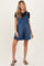 Navy Low Tie Back Maternity Denim Shortall