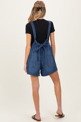 Navy Low Tie Back Maternity Denim Shortall