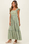 Light Green Floral Embroidered Smocked Maxi Dress