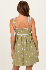 Sage Floral Scallop Trim Mini Dress