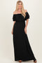 Black Ruffle Off Shoulder Maxi Dress