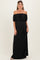 Black Ruffle Off Shoulder Maternity Maxi Dress