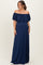 Navy Ruffle Off Shoulder Maternity Maxi Dress