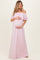 Light Pink Ruffle Off Shoulder Maternity Maxi Dress