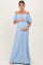 Light Blue Ruffle Off Shoulder Maternity Maxi Dress