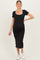 Black Ribbed Fitted Maternity Midi Dress