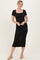 Black Ribbed Fitted Midi Dress