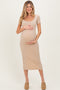 Light Taupe Ribbed Fitted Maternity Midi Dress