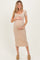 Light Taupe Ribbed Fitted Maternity Midi Dress