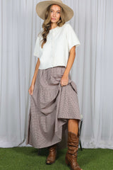 Brown Gingham Tiered Maxi Skirt