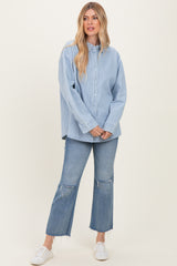 Light Blue Striped Button Down Maternity Shirt