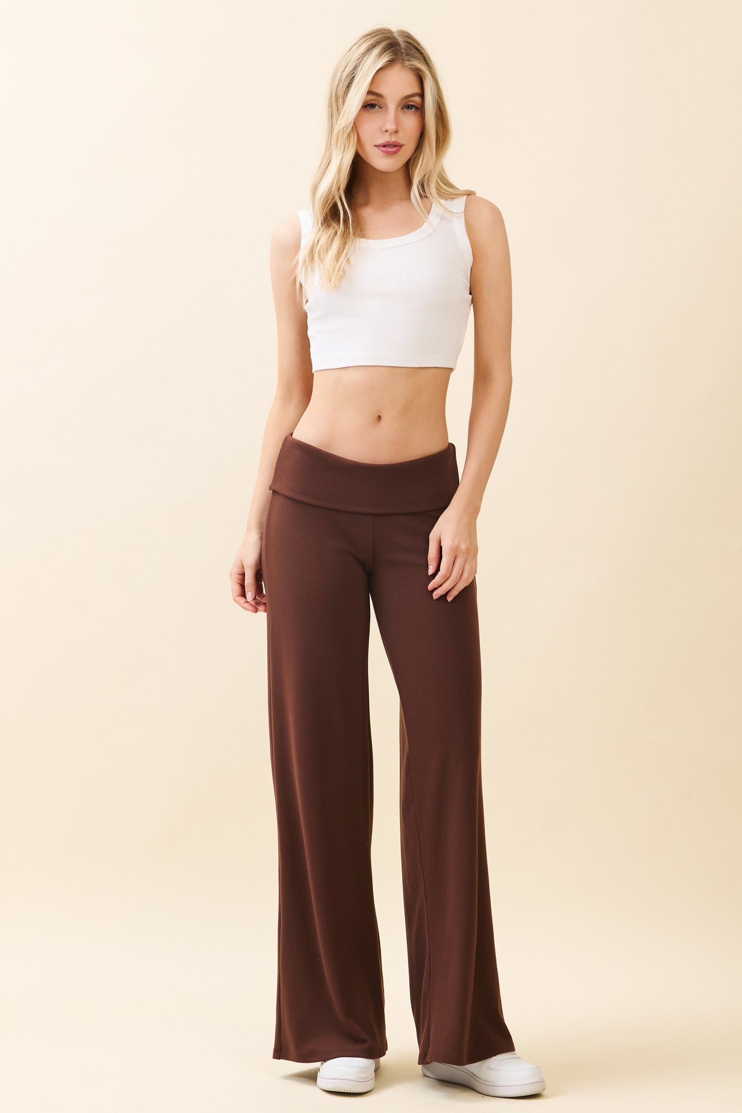 Cocoa Wide Leg Fold Over Maternity Lounge Pants
