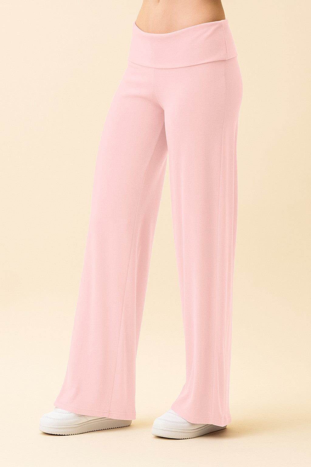 Light Pink Wide Leg Fold Over Maternity Lounge Pants