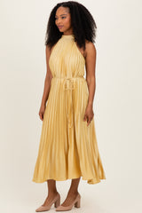 Yellow Pleated Halter Dress