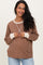 Brown Textured Rib Relaxed Fit Maternity Pullover Top