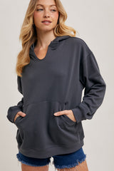 Ash Grey Split Neckline Maternity Hoodie