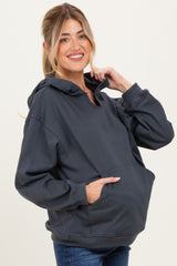Ash Grey Split Neckline Maternity Hoodie