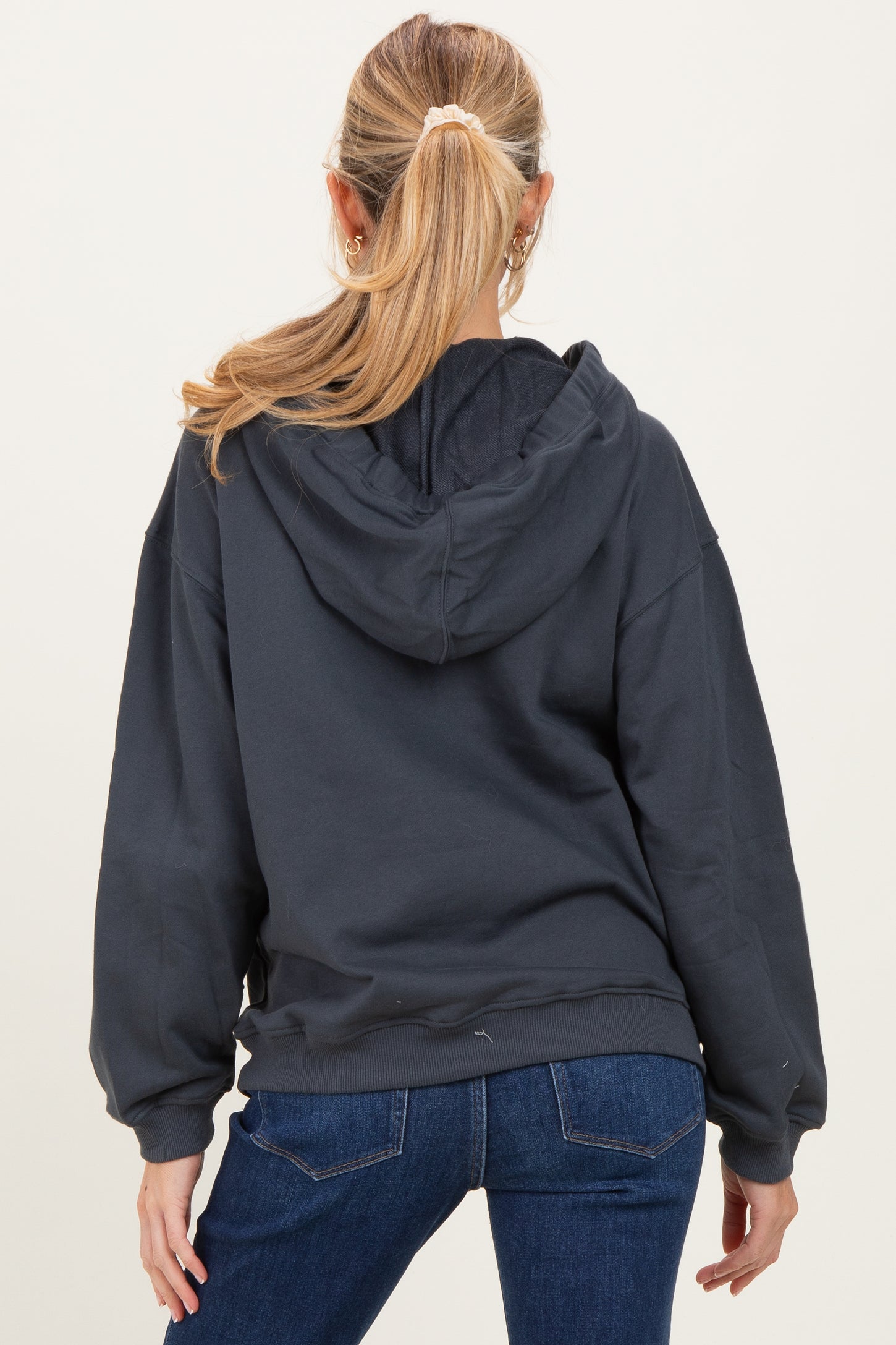 Ash Grey Split Neckline Maternity Hoodie