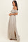 Beige Ruffle Off Shoulder Maxi Dress