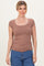 Mocha Ribbed Rounded Square Neck Top
