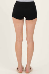 Black Foldover Waistband Shorts