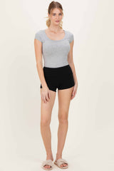 Black Foldover Waistband Shorts