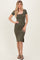 Olive Square Neck Side Slit Midi Dress