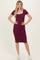 Wine Square Neck Side Slit Midi Dress