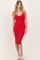Red Ribbed Knit V-Neck Tank Dress