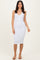 White Ribbed Knit V-Neck Tank Dress