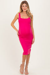 Fuchsia Square Neck Maternity Tank Dress