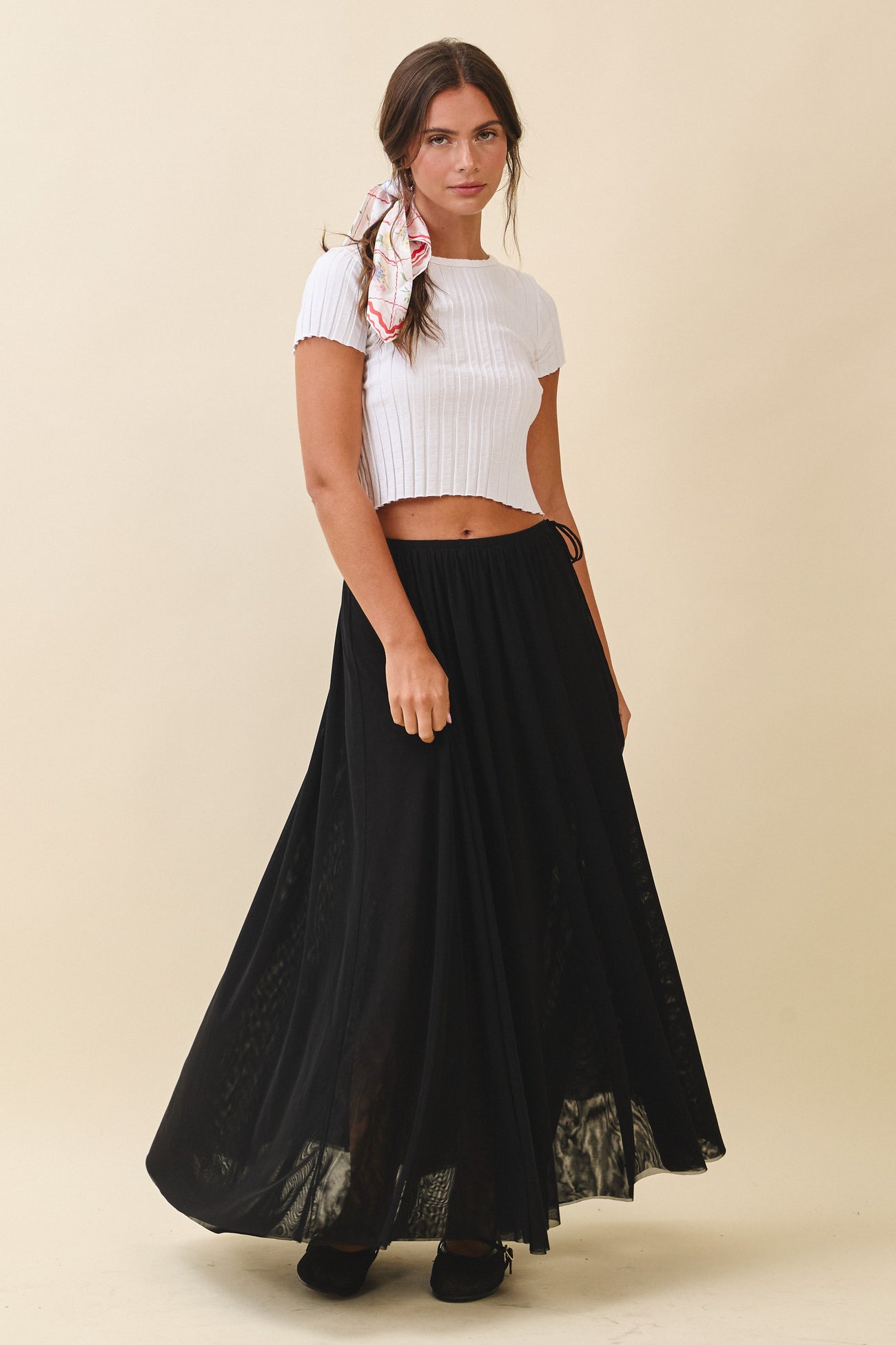 Black Mesh Maternity Maxi Skirt