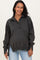 Charcoal Snap Button Pullover Henley Maternity Sweatshirt