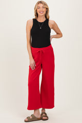 Red Ankle Wide Leg Maternity Lounge Pants