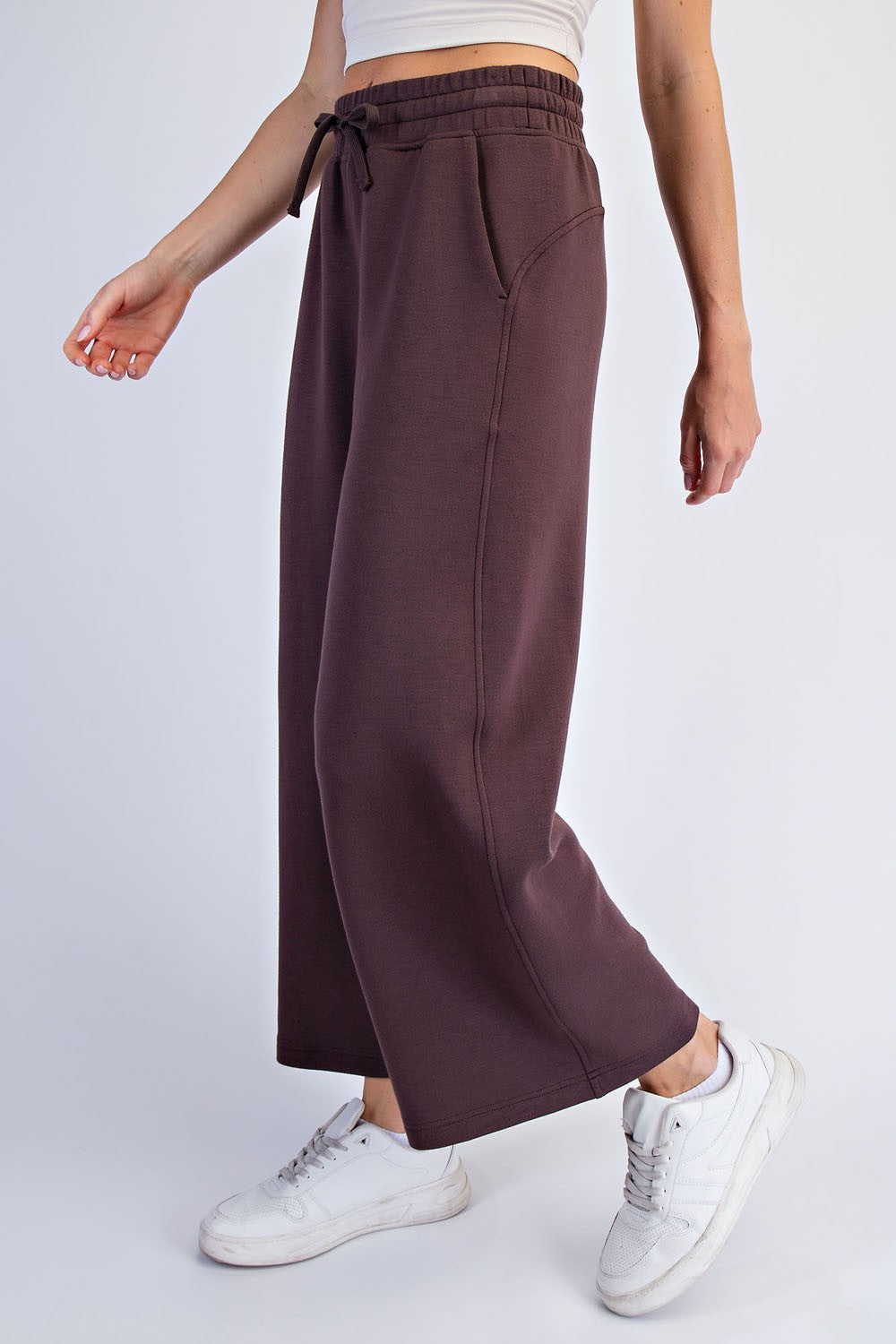 Dark Mocha Ankle Wide Leg Maternity Lounge Pants