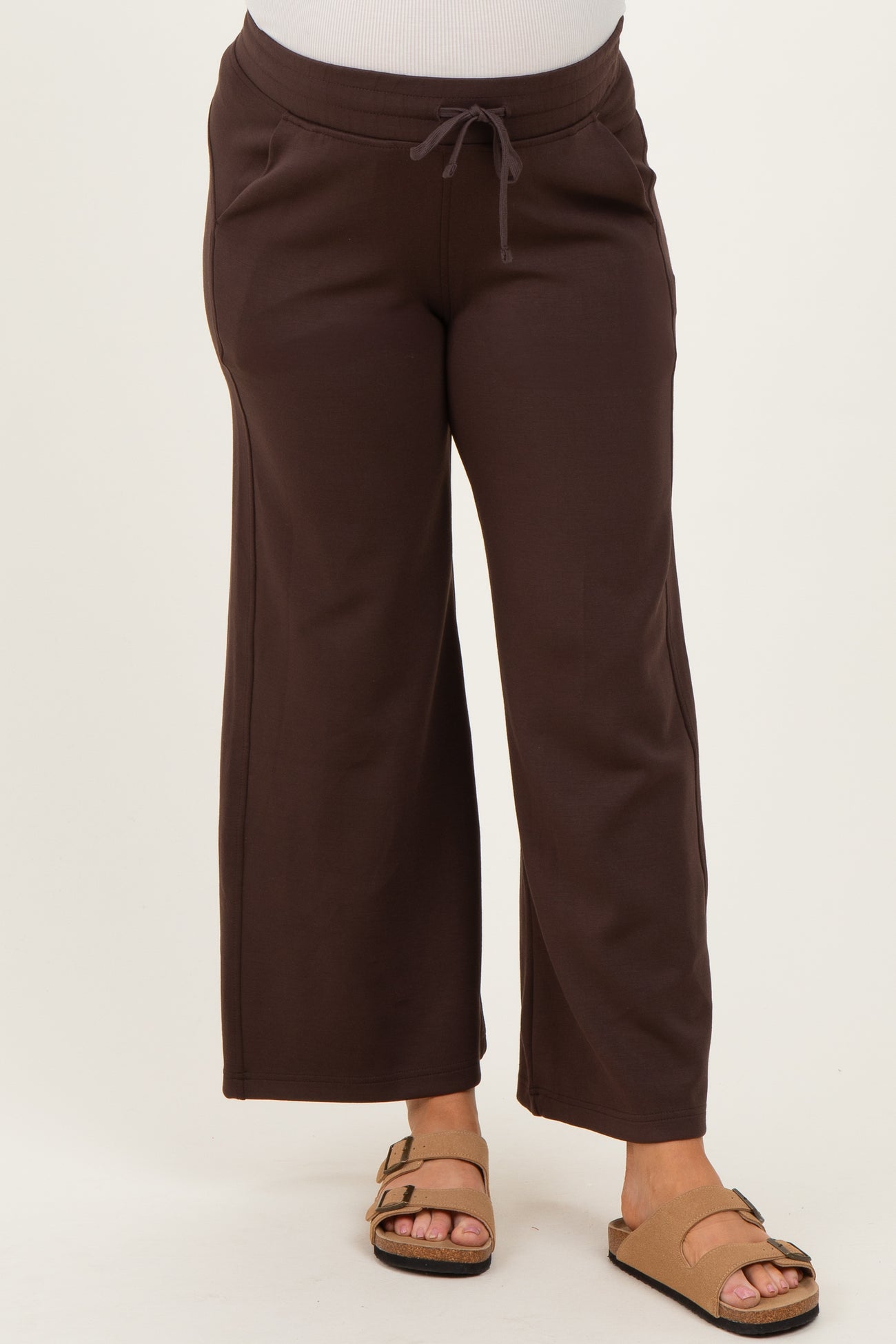 Dark Mocha Ankle Wide Leg Maternity Lounge Pants