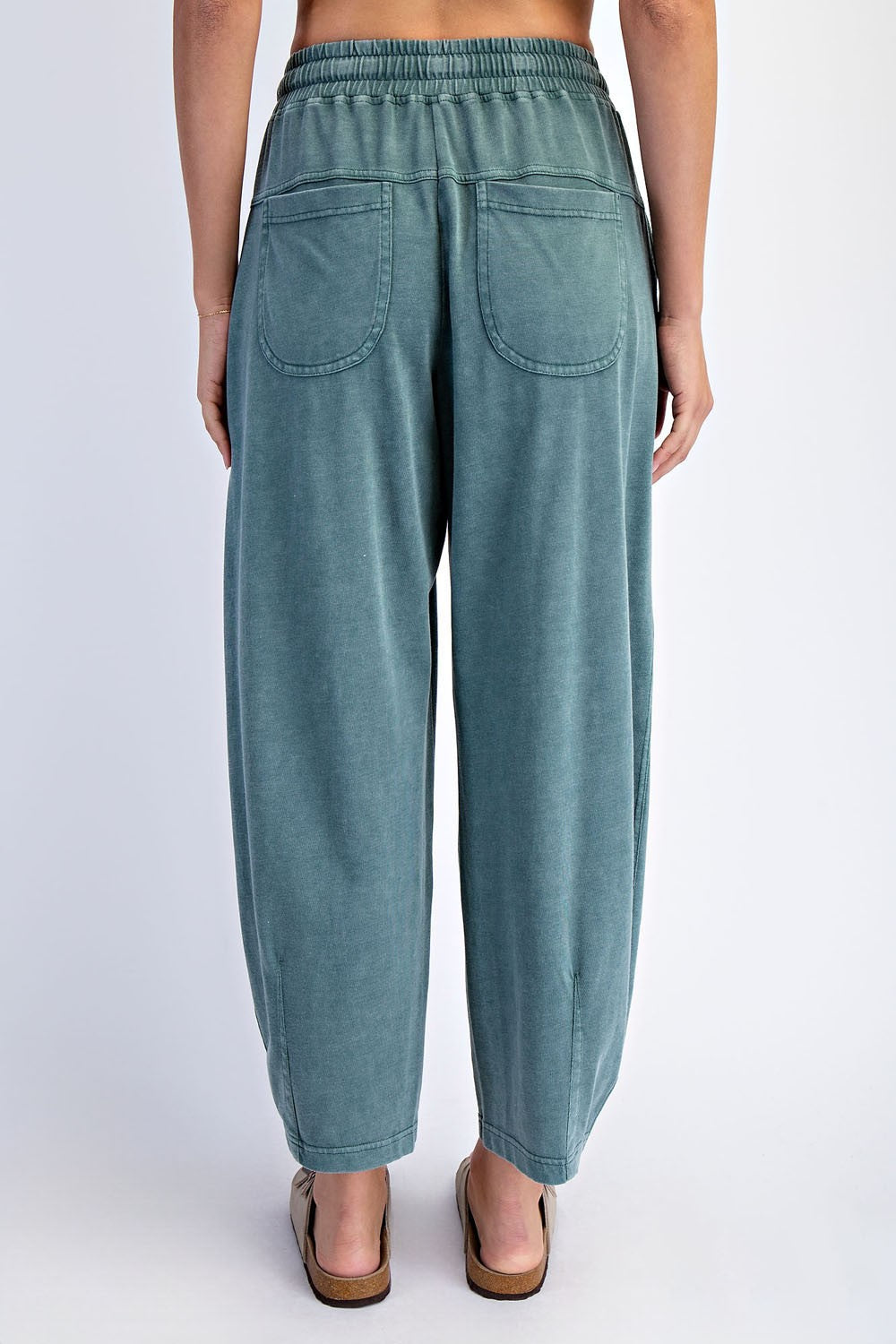 Teal Mineral Wash Barrel Leg Lounge Pants